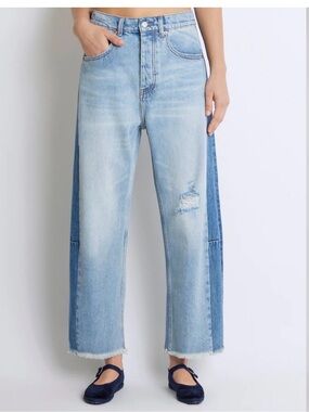 Roucha Dessau Vintage Two-tone Light Blue Straight Leg Jeans